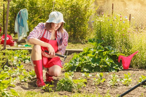 Volunteers planting in a community garden in Hounslow